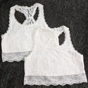 Abercrombie kids 2 piece white lace racer back girls bras